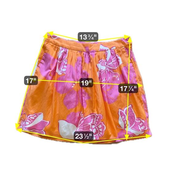 Lilly Pulitzer Orange Pink Multi-Color Floral Mini WHITLEY KEEN PEACH Skirt 4 - Picture 8 of 9
